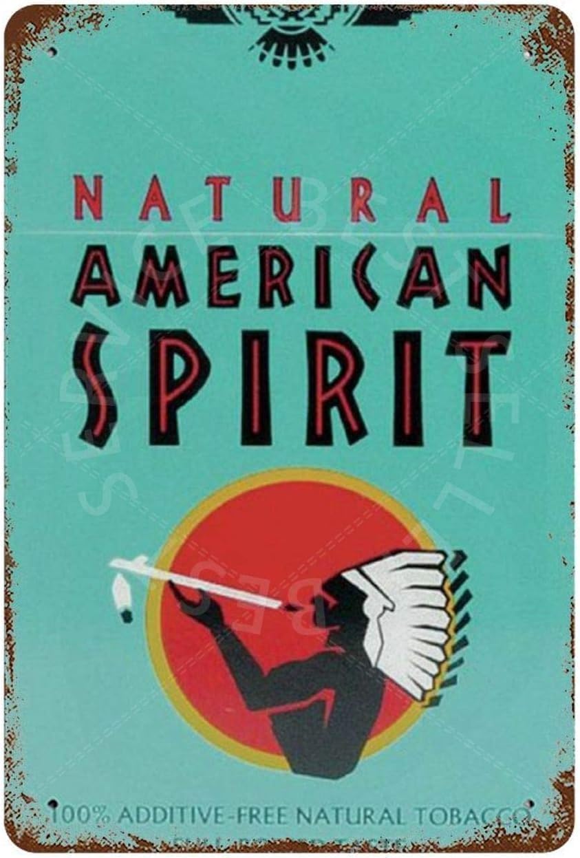American Spirit Cigarettes Retro Tin Signs Wall Decor Vintage Style Metal Signs for Kitchen Home Office Bar Cafe Decor 12x8 Inch
