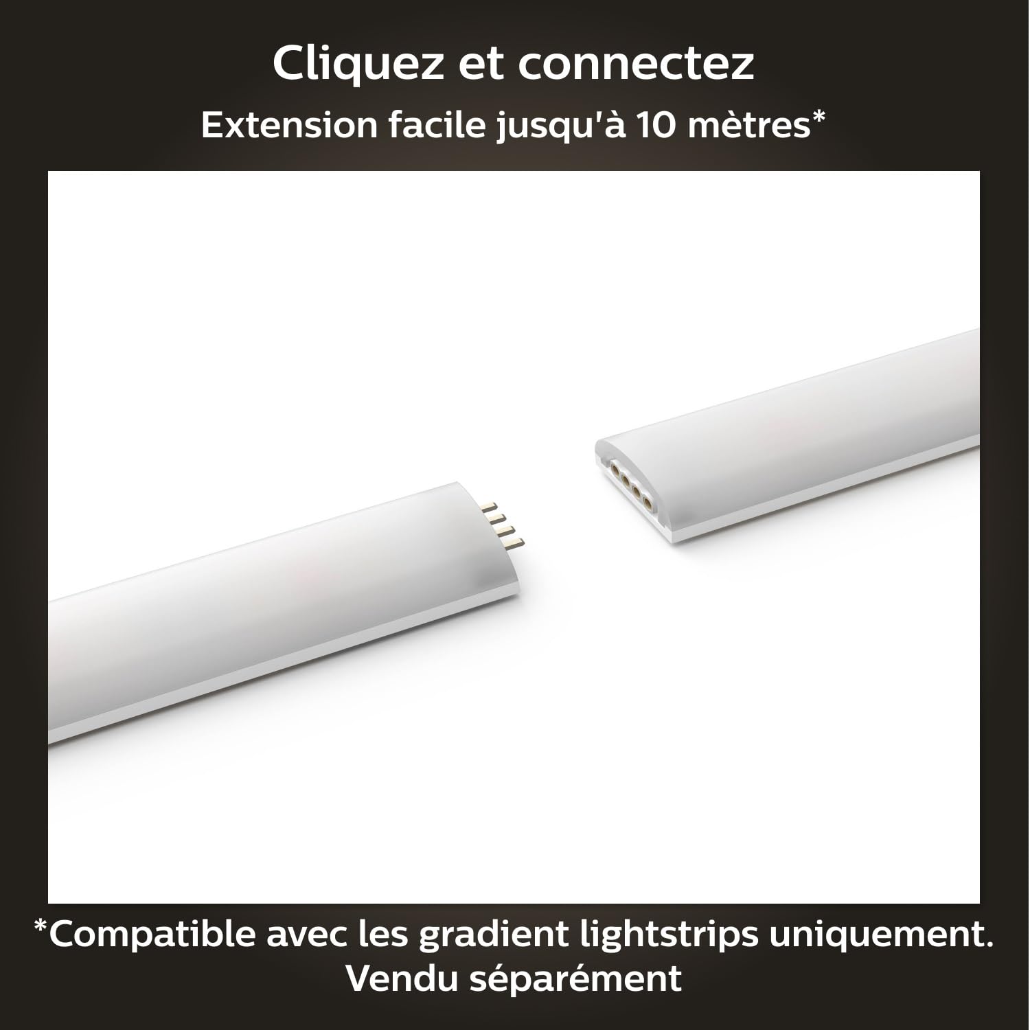 Philips Hue White and Color Lightstrip Extension 1 mètre, Bluetooth, compatible Alexa, Google Assistant, Apple Homekit