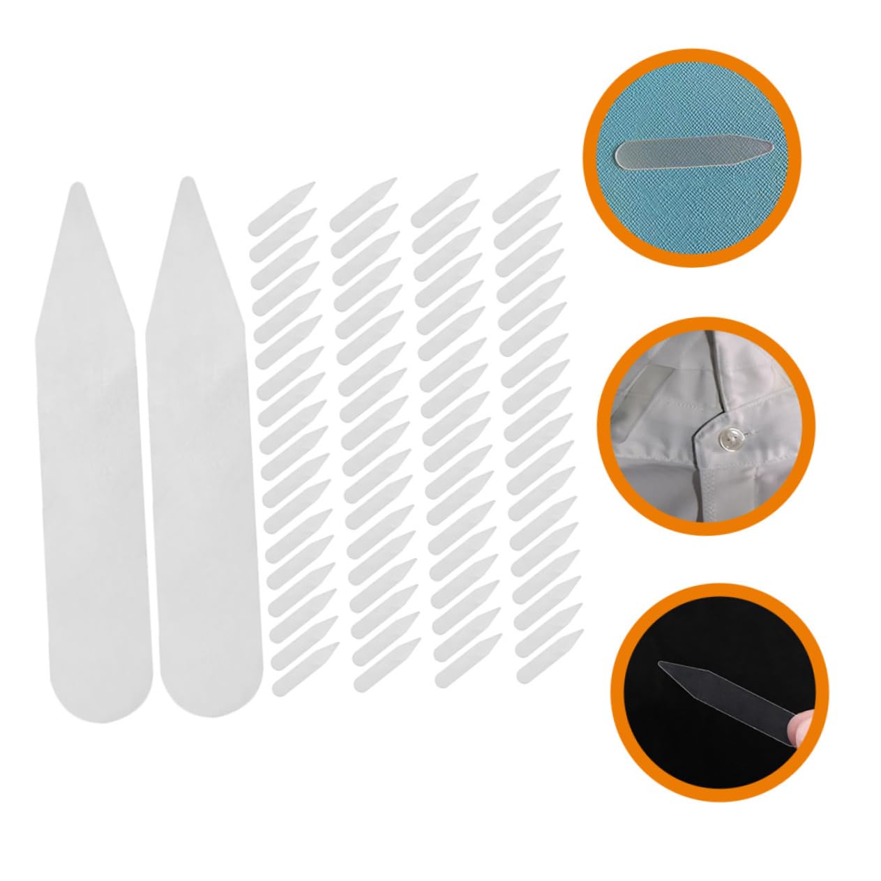 Beavorty 200Pcs Transparent Pet Collar Stays for Men Durable Shirt Collar and Inserts for Shape Retention