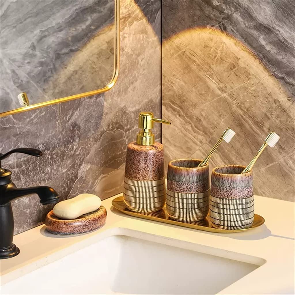 Pięcioczęściowy zestaw kosmetyków łazienkowych, Ceramiczny zestaw do mycia łazienki, 5 elementów, artykuły łazienkowe, kubek płukania ust, kubków szczoteczki zębów