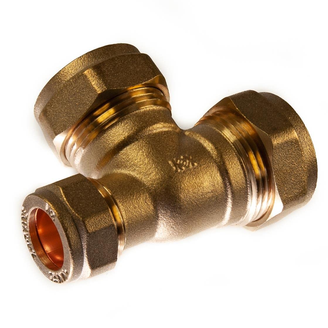Thunderfix Copper 22Mm X 15Mm X 22Mm Compression Tee Reducing End Brass