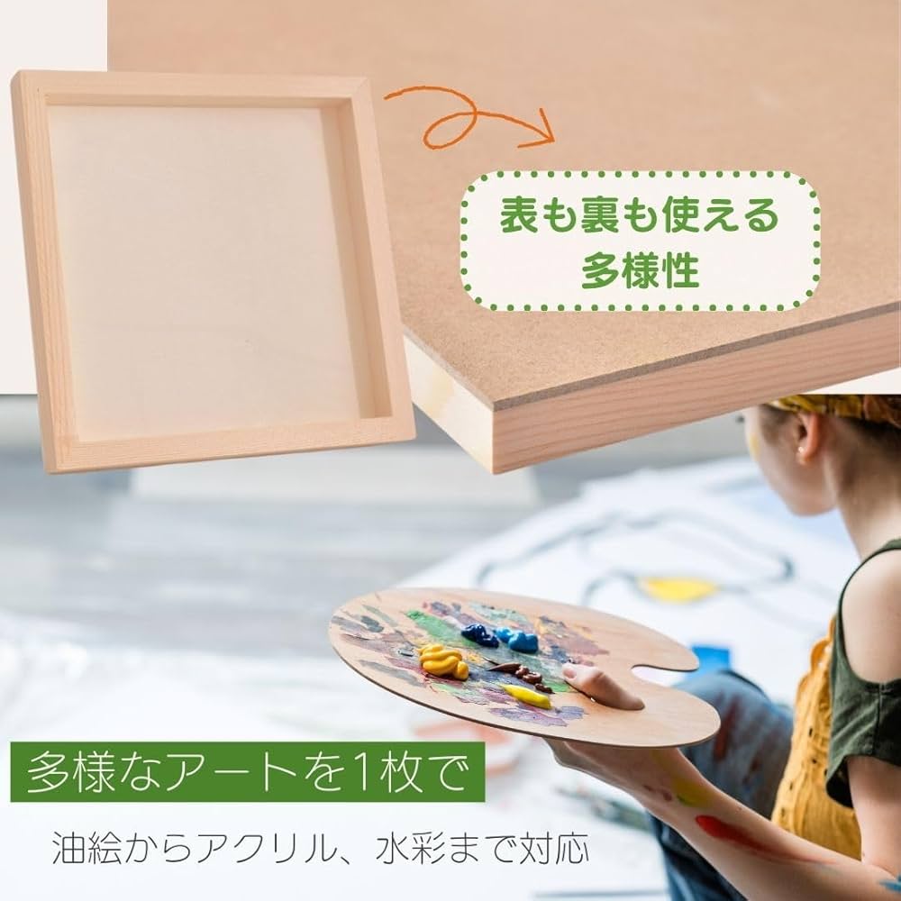 Amazon.co.jp: I'm so happy キャンバス 木製パネル 正方形 画材