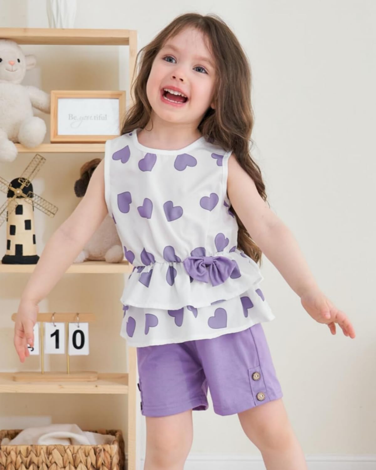 Kids Girl Clothes Heart Print Sleeveless Top and Shorts Baby Girl Summer Outfits Short Set - Image 7