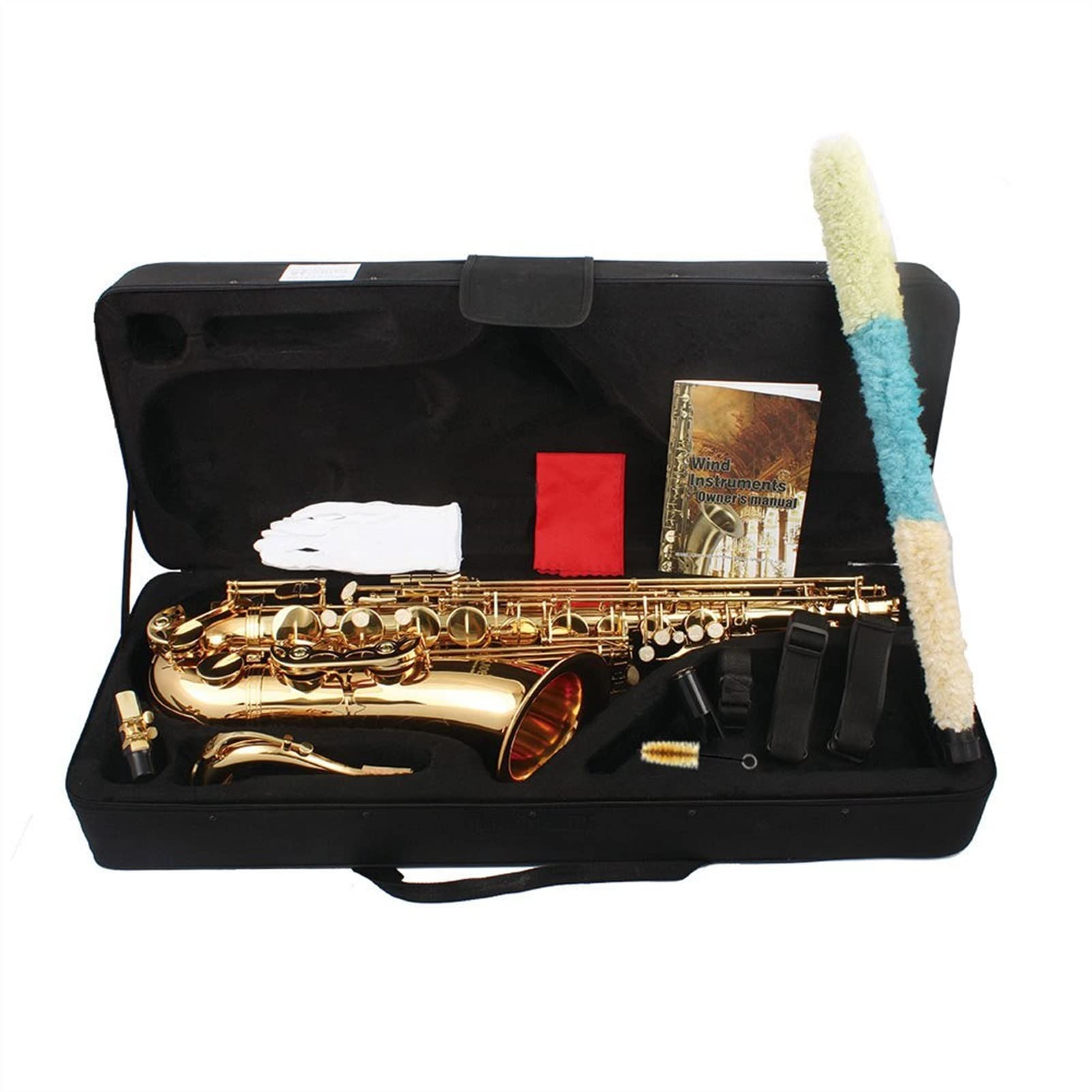 BB BB Tenor Sassofono Sax Sax Scatolato Scatolato Perla Pulsanti Shell Bianco Sax Tenor con Guanti Caso Pennello per Cinghia di Panno Sassofono Studenti (Color : Gold)