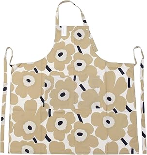 marimekko エプロン Pieni Unikko ウニッコ オフホワイト×ベージュ×ダークブルー 069907 185 83.5cm [並行輸入品]