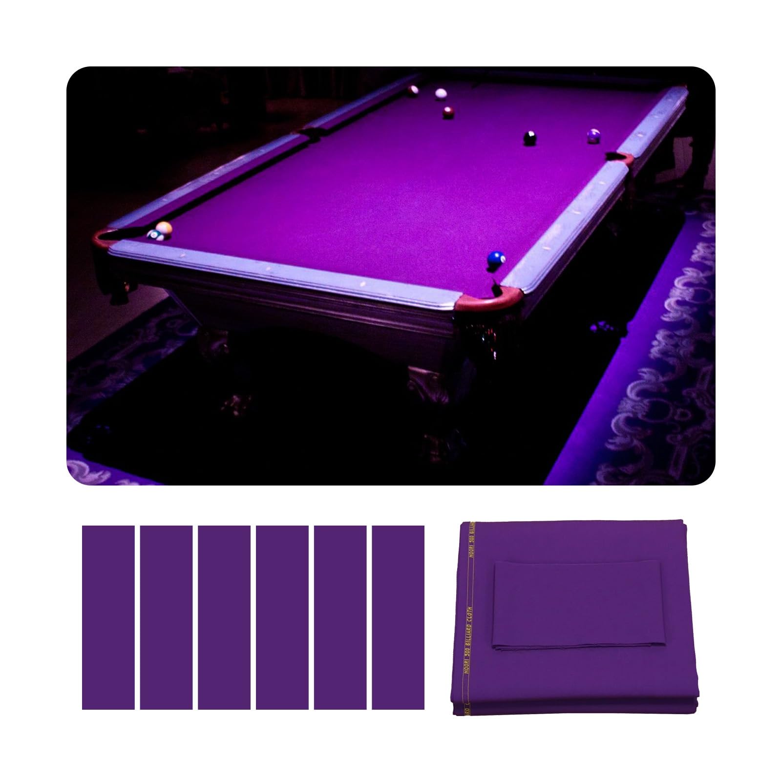 Tissu de Billard Tapis De Billard en Feutre Épais avec 6 Bords, Vitesse Rapide pour Lit Et Rails Prédécoupés De 9 Pieds