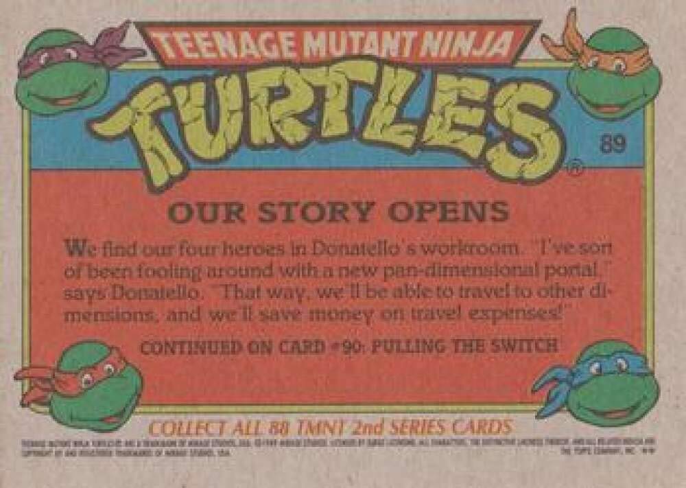 1989 Topps Teenage Mutant Ninja Turtles NonSport Standard Sized