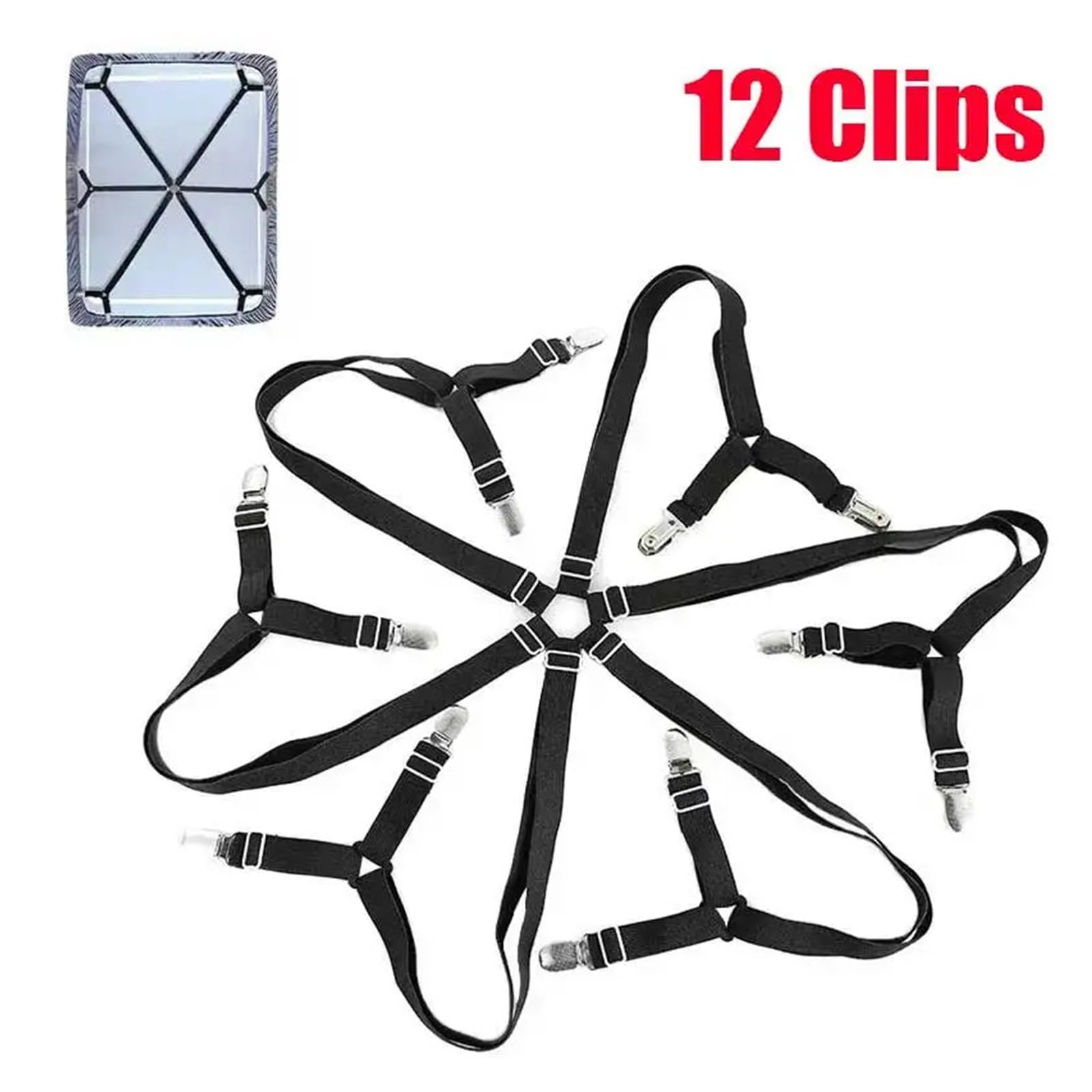 Pinzas for Sábanas Elásticas Antideslizantes Cinturón 12 Clips Multicolor(12 Clips White)