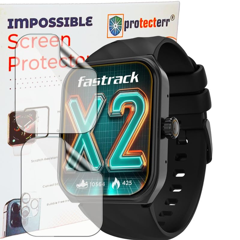 Image of PROTECTERR | 2-Pack | Screen Protector Guard for Fastrack New Limitless X2 | 1.91 inch | Smartwatch - Flexible & Ultrathin TPU Film, 9H Scratch Resistant, Bubble Free - Not Tempered Glass
