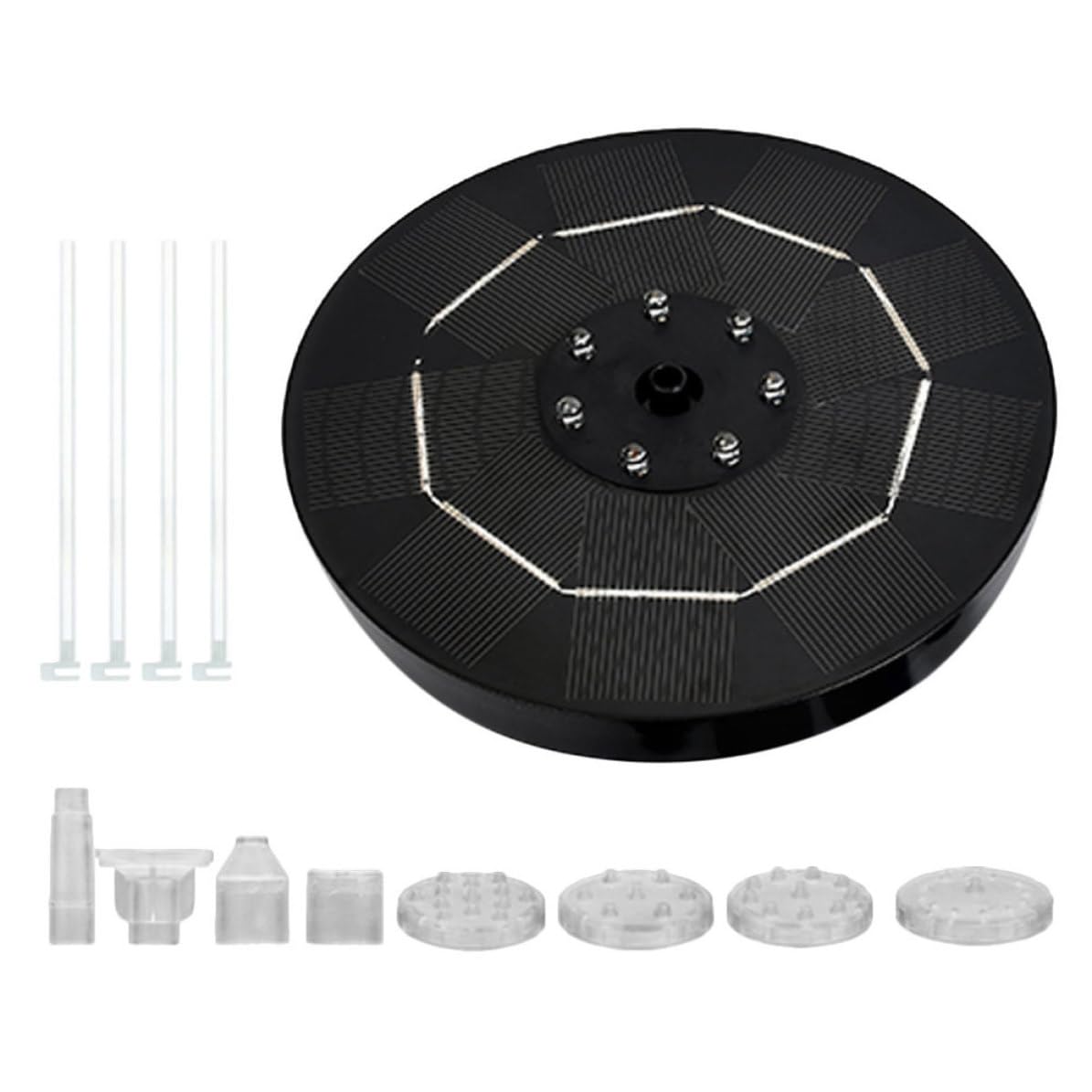 Pompa Solare per Fontana Led, Batteria 1800mah, Nero