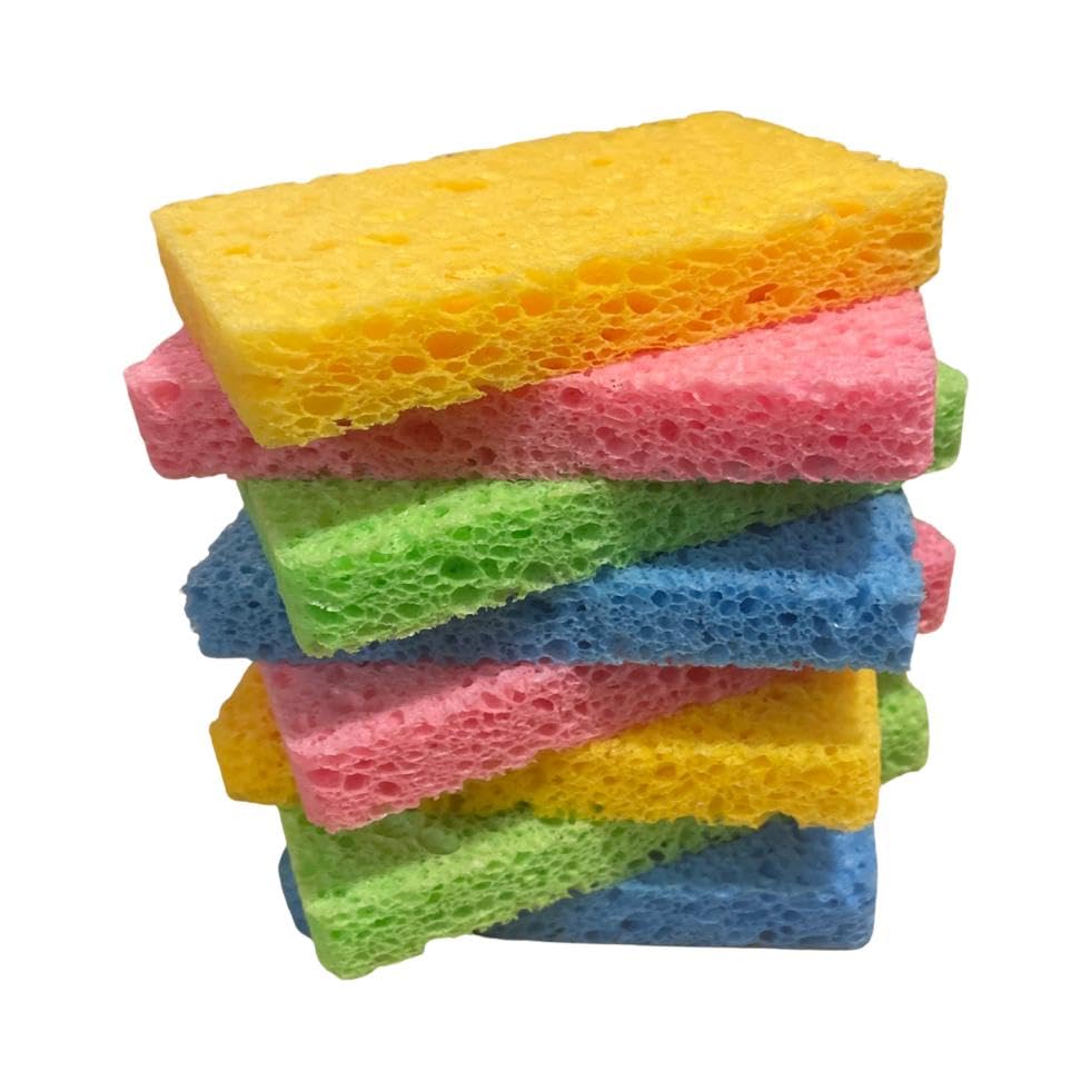 COOLBABY Eco-friendly Sponges, Kitchen, Bathroom, all Surfaces, Compressed, Cellulose, 8 in a Pack, Biodegradable