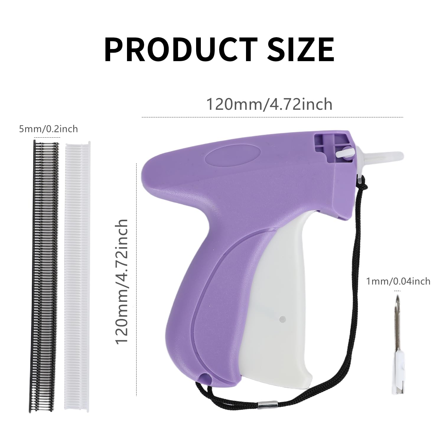 Stitchy Microstitch Gun Stich Gun für Kleidung Heftpistole für Kleidung Nähen Schnell Kleidung Fixierer Inklusive 6 Nadeln, 1000 Schwarz & 1000 Weiß Verschlüsse