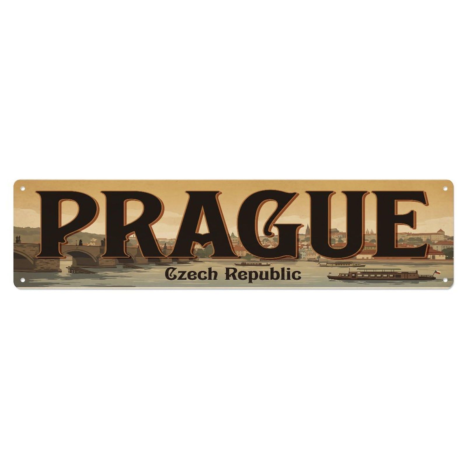Tgrcjimh Style Metal Tin Sign Vintage Travel Czech Prague
