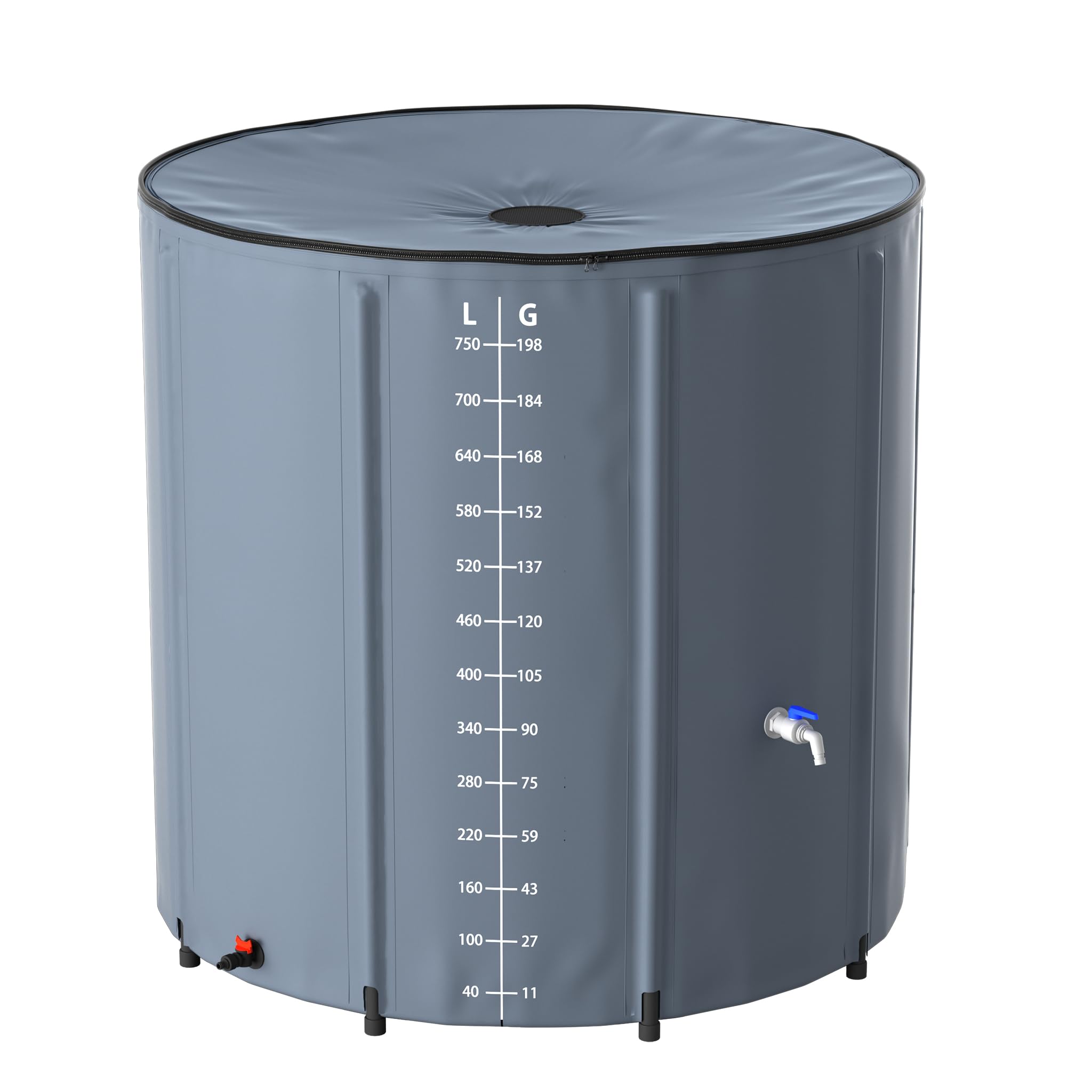 TATIVALO Faltbare Regentonne, Regenwassertank mit Deckel & Wasserhahn, Regenfass Garten wasserdicht, UV-beständig, PVC Regenwasserbehälter für Garten, Balkon & Camping