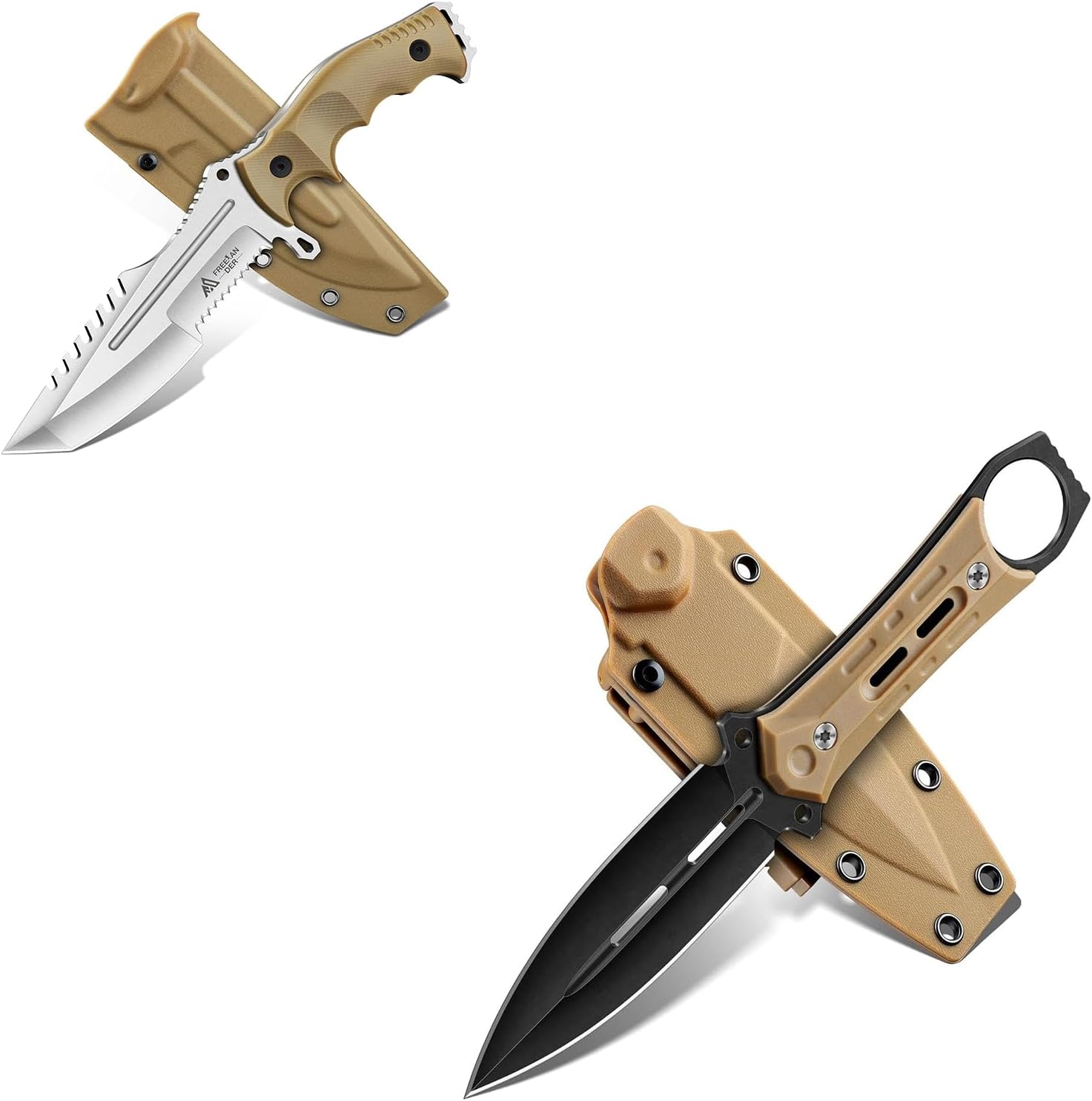 Freelander D2 Steel Survival Knife Bundle With Outdoor Fixed Blade Knife