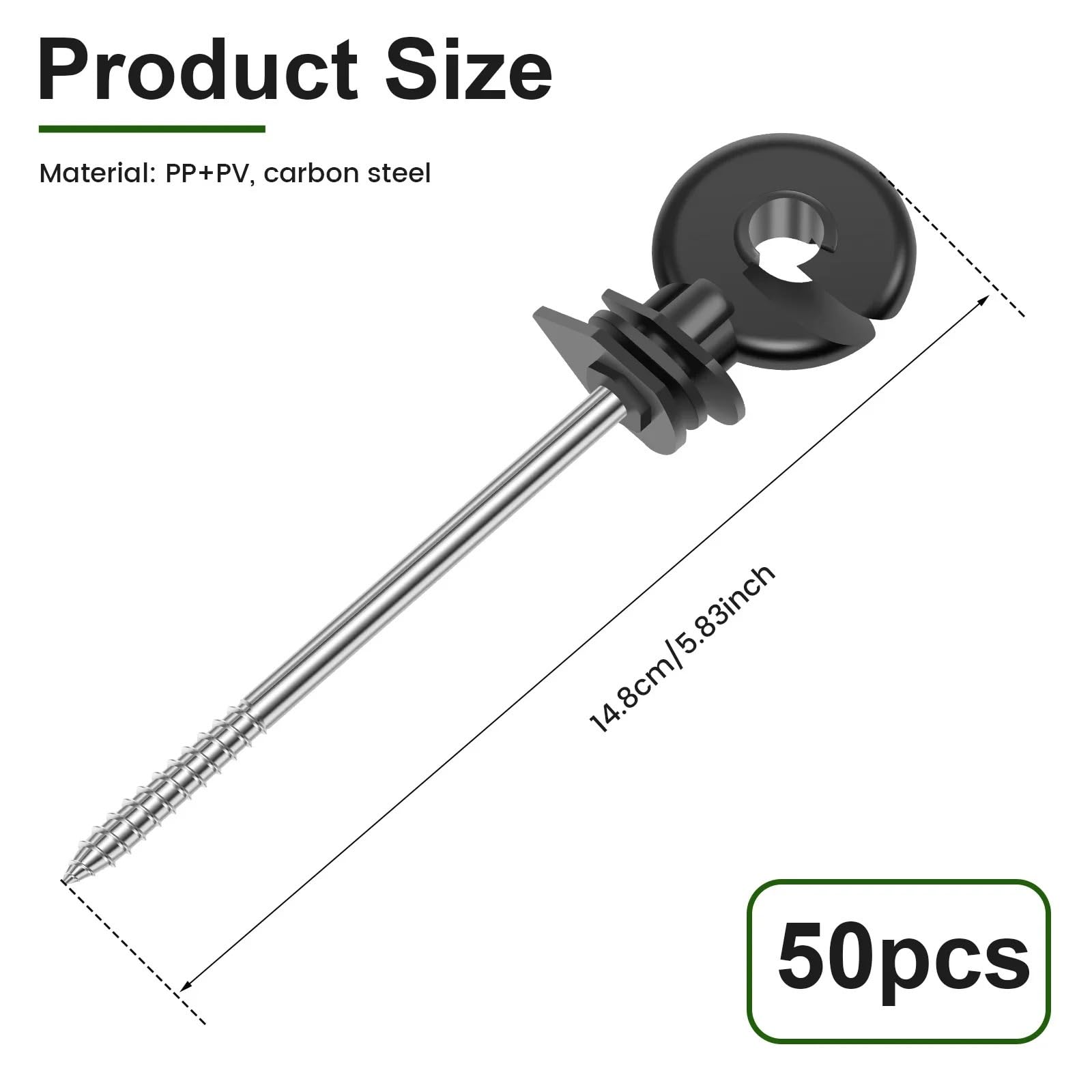 Anillo Aislador Aisladores Aisladores de poste madera autorroscantes, cerca eléctrica, aislante resistente y versátil for granja, 50 Uds