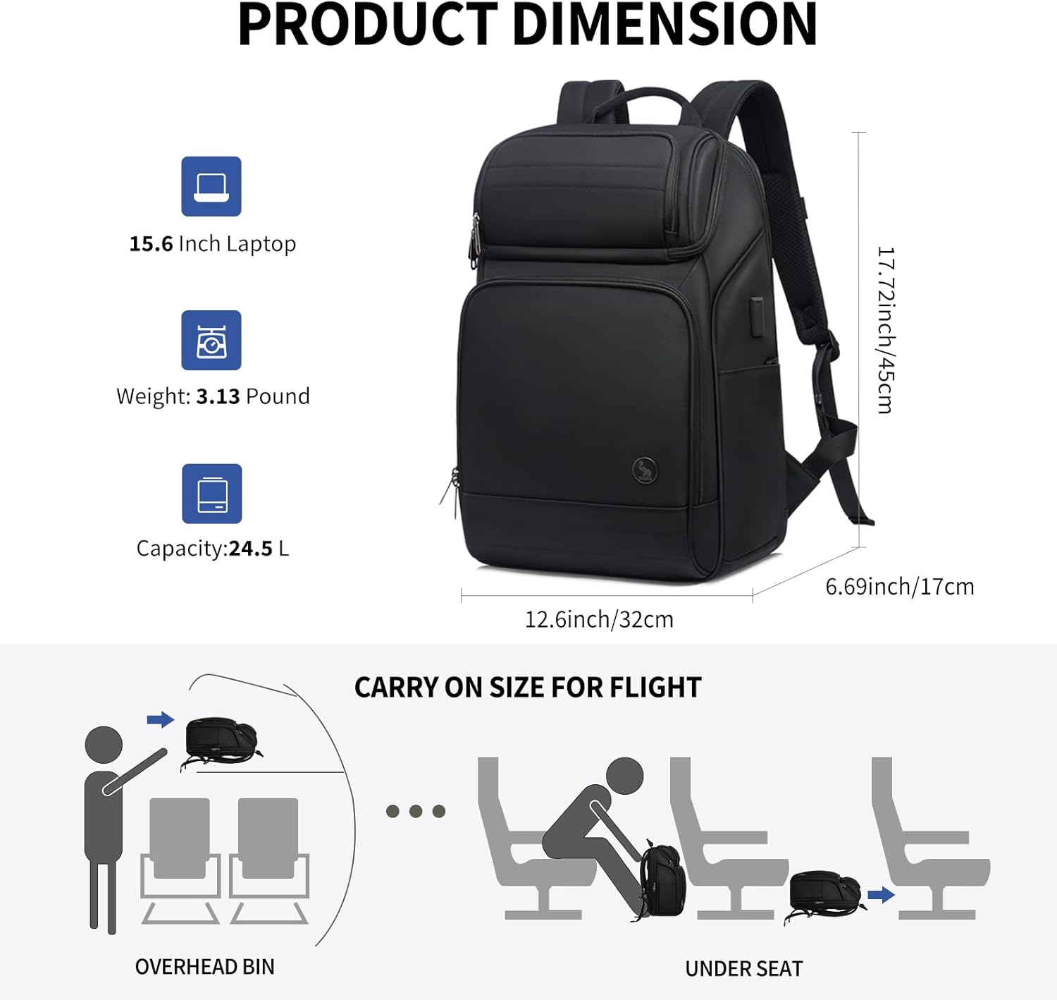 OIWAS Business Backpack for Men, Travel Laptop Backpack Durable Laptop Backpacks With Usb Charging Port Tech Backpack Fits 15.6 Inch Laptop and Notebook