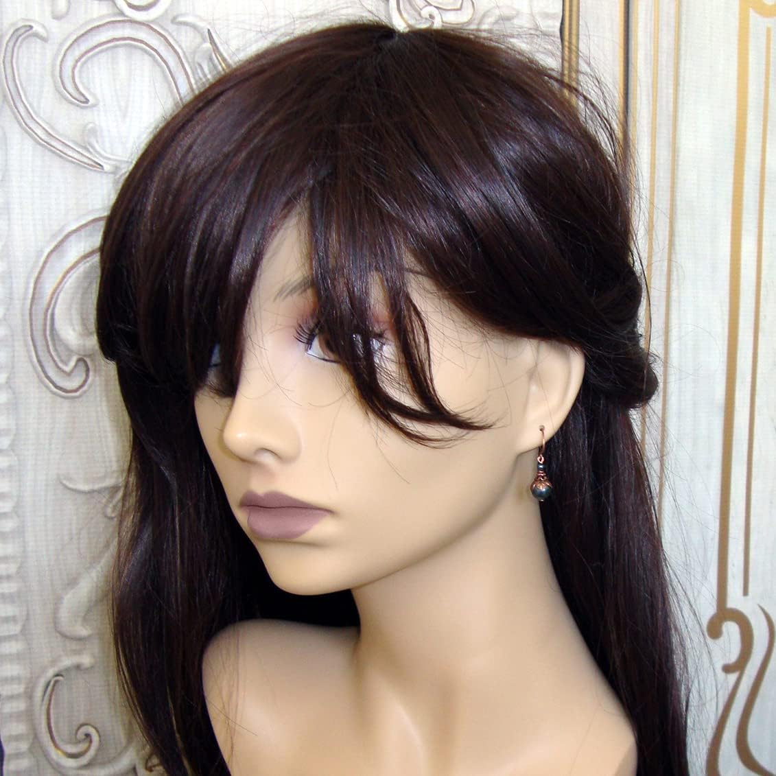 Dusky Teal Simulated Pearl Earrings with Vintage Victorian Style Antiqued Copper