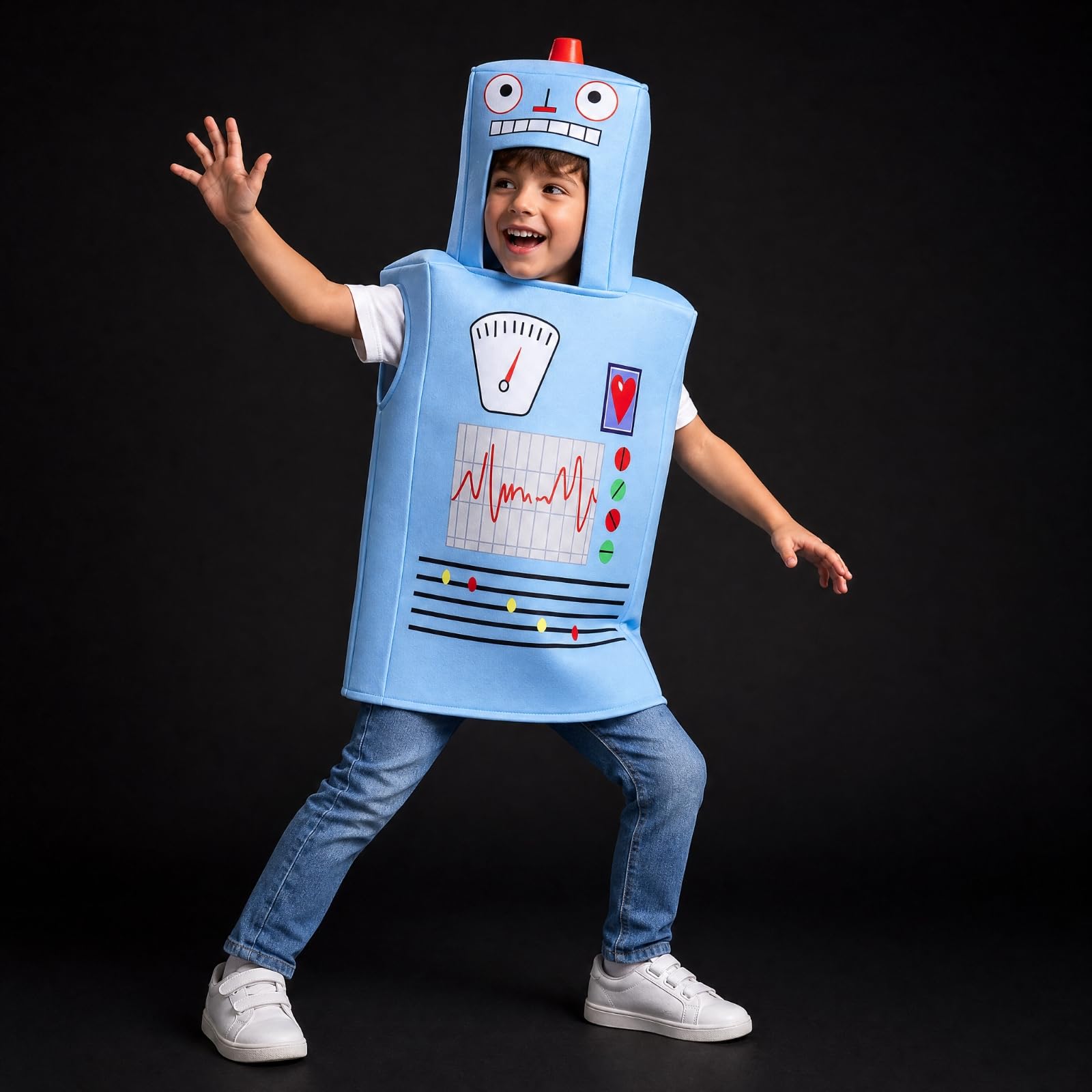 Costume Robot con Grafica Pannello di Controllo Originale Costume da Robot con Cappuccio Leggero per lloween, Cosplay, Spettacoli Scolastici