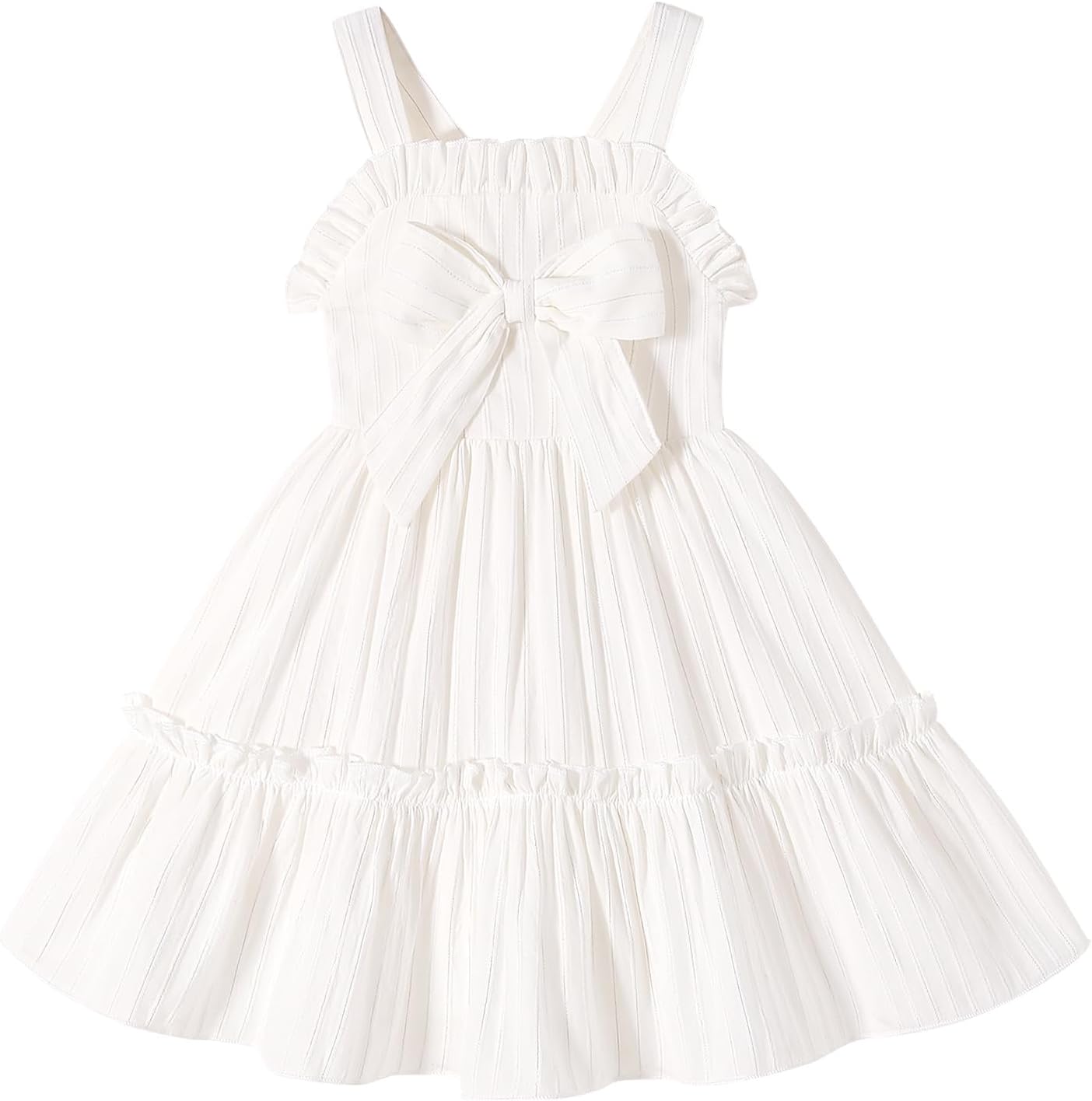 HAPPYMA Toddler Dress Baby Girl Summer Clothes Bowknot Ruffle Sleeveless Long Sundress Princess Party Outfits