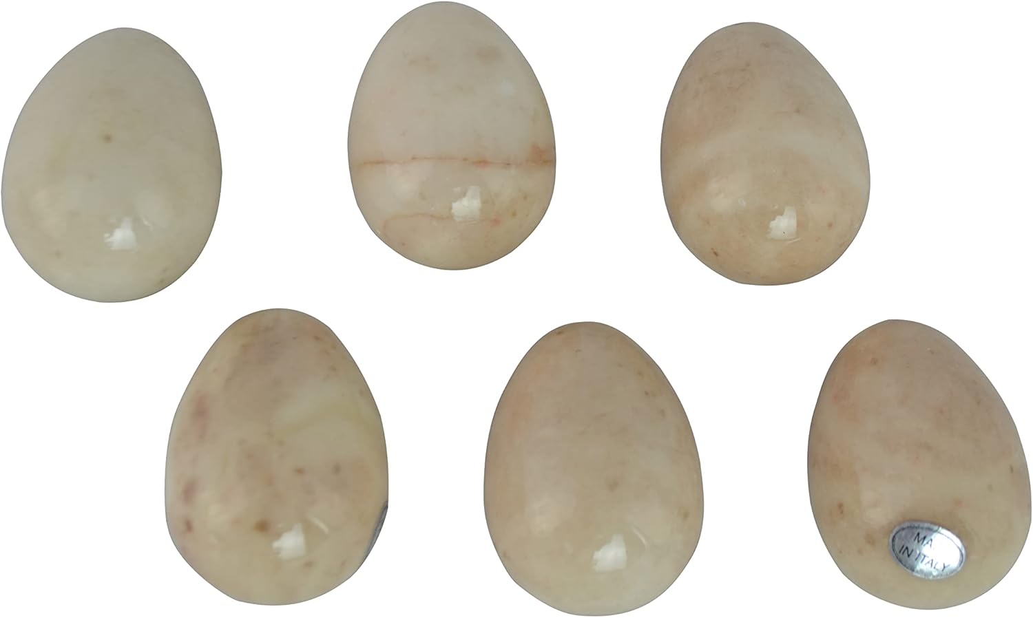 Solid Alabaster Egg 6pc Decorative Beige Egg 6 pc Set from Italy