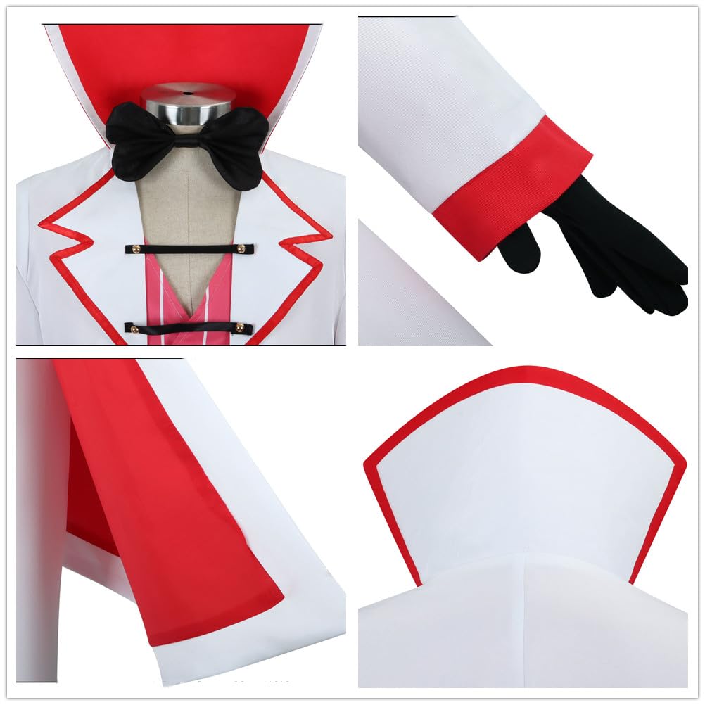 Disfraz de anime blanco para hombre, chaqueta larga, chaleco y pantalón, disfraz de Halloween