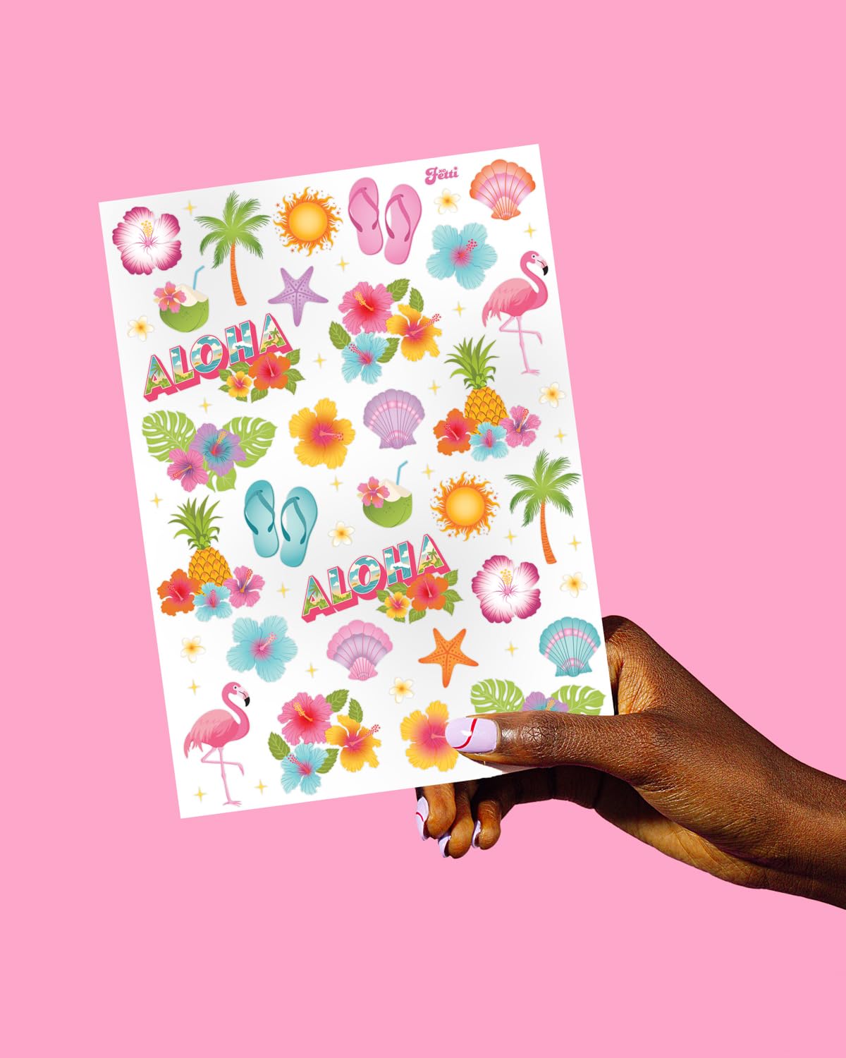 xo, Fetti Tropical Tattoos - 2 Sheets | Hibiscus, Hawaiian, Summer Party, Pool Party, Luau Favors, Kids Party, Bithday Party