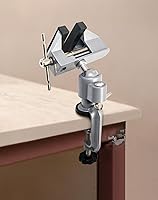 Vista 4 de QWORK Tornillo de Banco Universal de Mesa de 3 pulgadas que se Inclina y Gira 360°, Paquete de 2 Prensas de Banco de Trabajo Portátiles