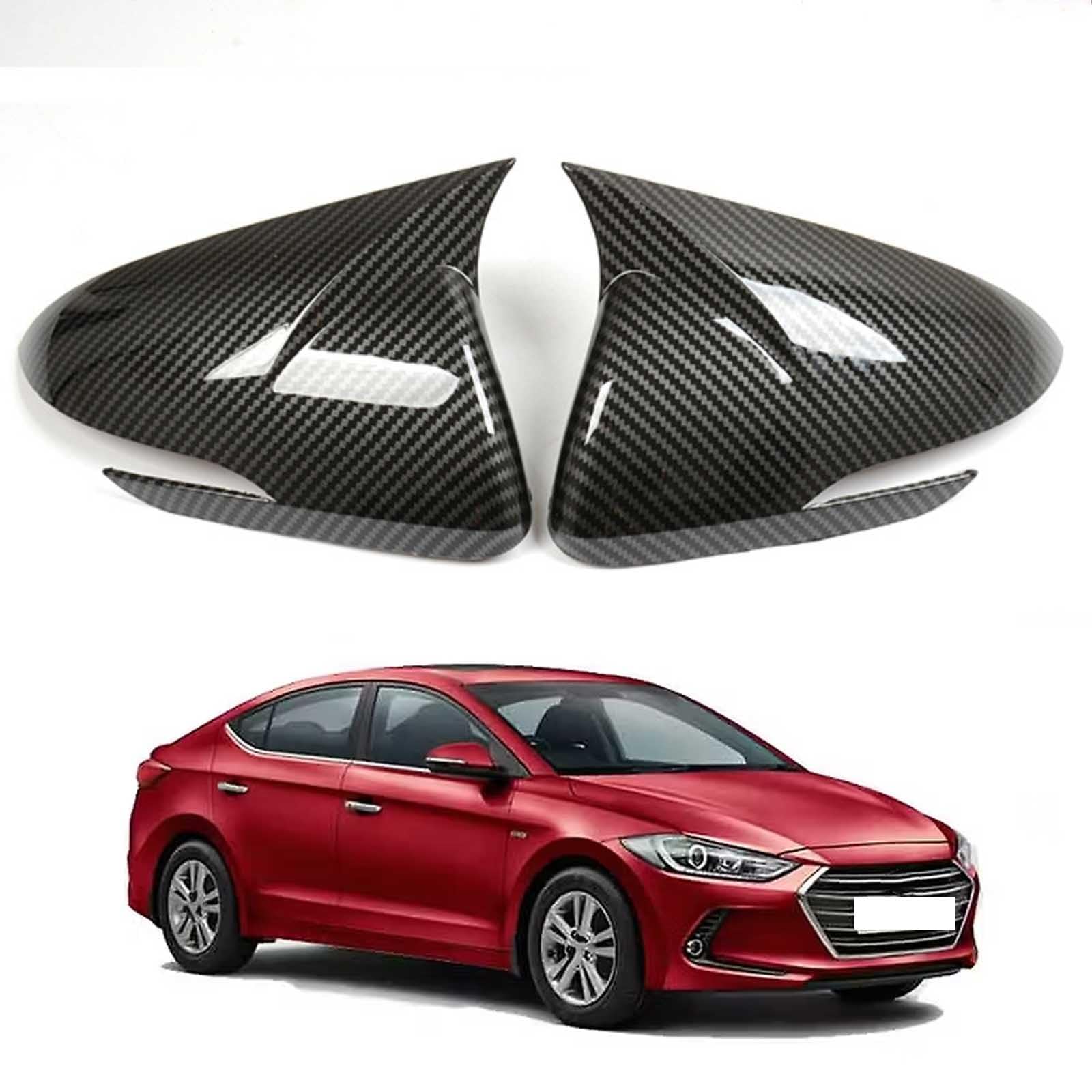 PAPEP Door Mirror Cover Caps for Hyundai Elantra 2016-2020 Carbon Fiber Texture, Left Right Side Wing Rearview Mirror Cover Lid 2 Pieces Exterior Styling Accessory