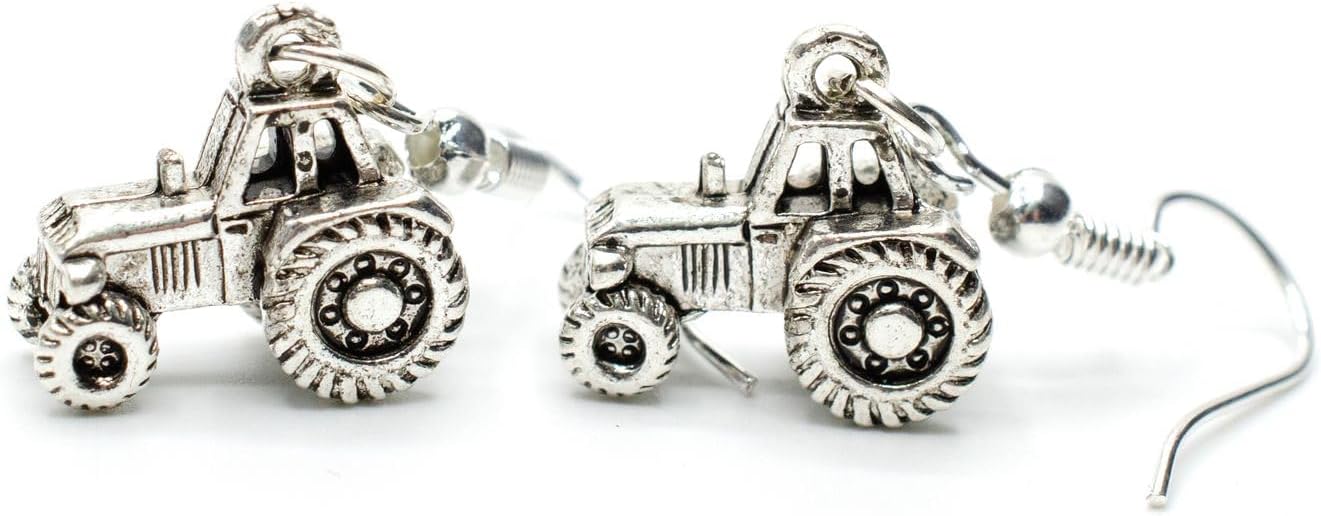 Tractor Earrings Miniblings Farm Farmer Field Silver