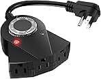 Outdoor Light Timer Waterproof, 24 Hours Plug in Timer with 2, 4, 6 or 8 Hours Countdown Mode, 3 Grounded Dusk to Dawn Electrical Outlet for Outdoor Backyard Garden Patio Lights Christmas Decorations