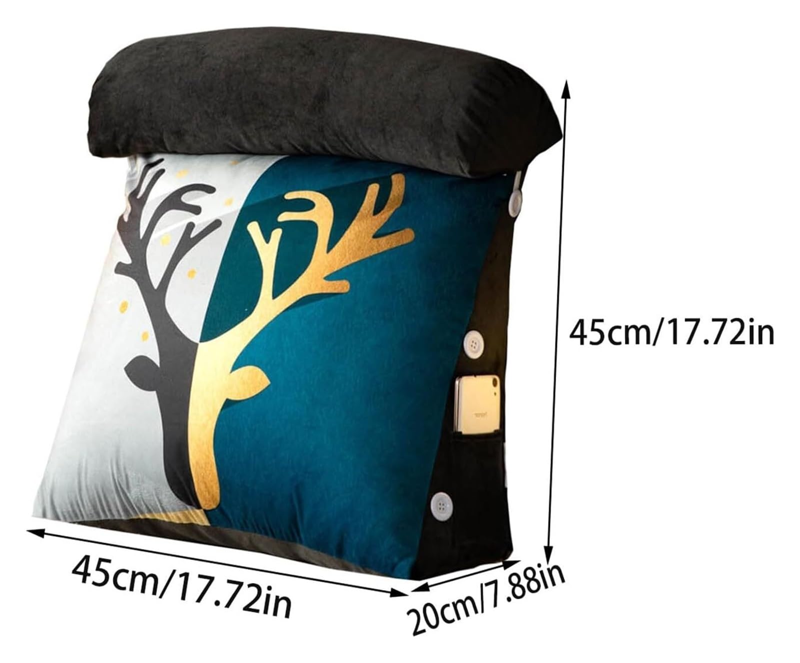 Cojines de lectura triangulares de cuña con cuello ajustable, soporte de espalda de espuma viscoelástica triturada para sofá y cabecero, diseño ergonómico, 45 x 45 x 20 cm