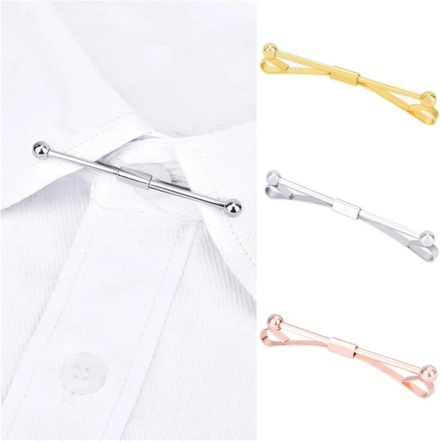 Collar Pins 6 Pcs Tie Clip Fashion Style Ties For Men Metal Tone Simple Bar Clasp Practical Pin For Mens Collar Necktie Accessories