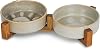 Dog Slow Feeder Ceramic Bowls Set with Stand, Cute Paw Slow Feeding Food Bowl and Water Bowl for Small Breed, Size 5.2 Dx1.4 H, Ceramics Cat Dishes,Non Slip, Brithday Gifts, Grey