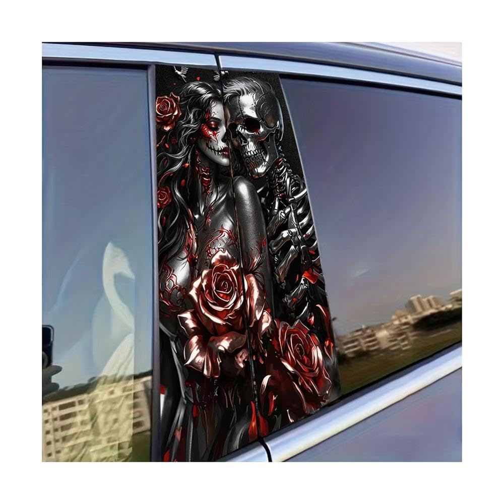 Auto Accessory 2pcs Car Center Column Decal Dice Glossy Material Protective Film