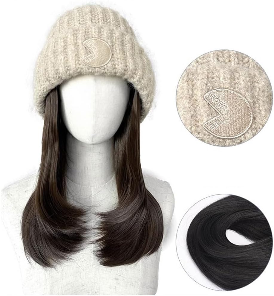 Wig Women's Wig Cap, Knitted Wig Wig Cap, Long Hair Wig Cap, Natural Looking Synthetic Heat Resistant Fiber Wig, Suitable for Daily Party Use Wigs Human Hair (Color : 01)