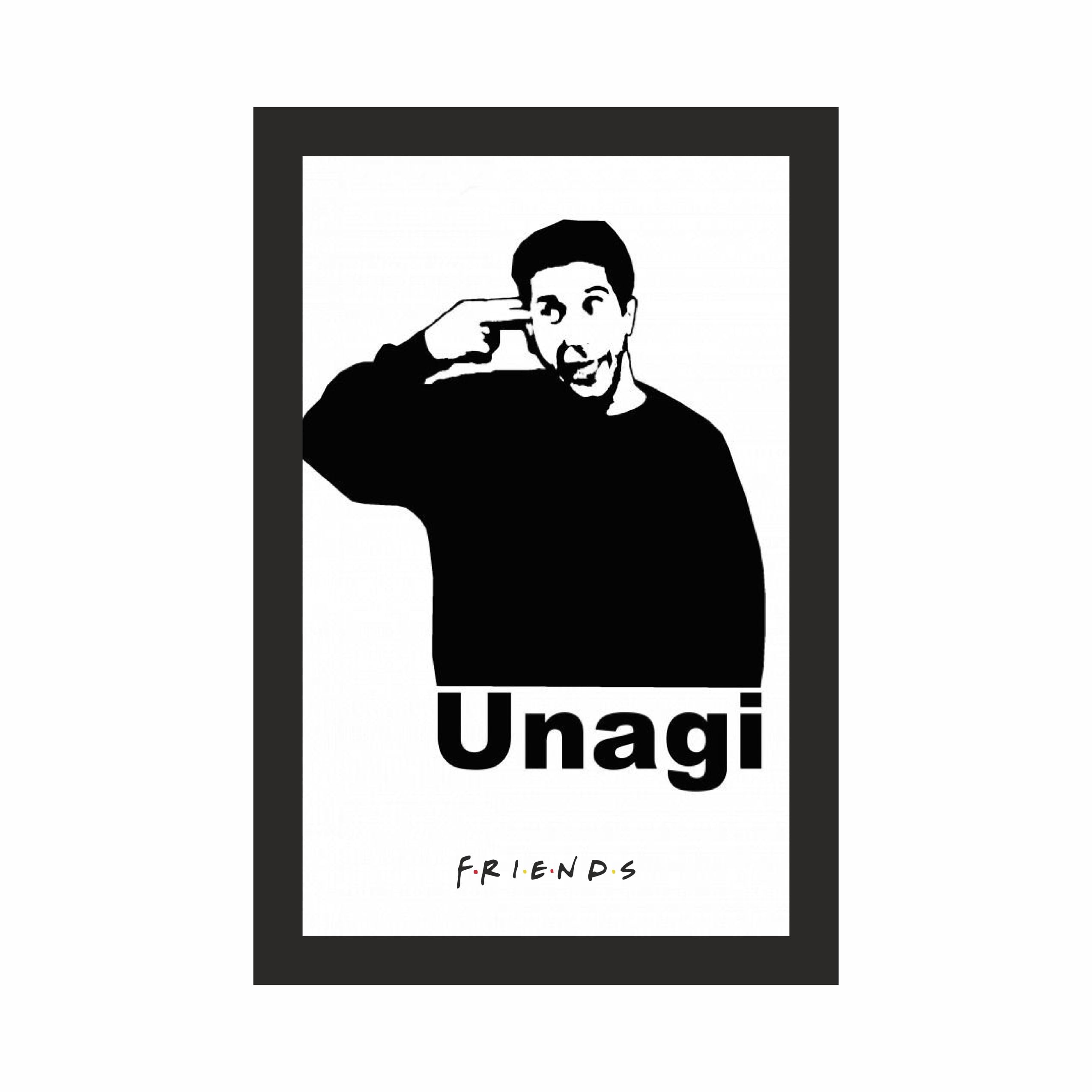 Friends Ross Unagi Black White Photo Frame A4 Wall Art – view 3
