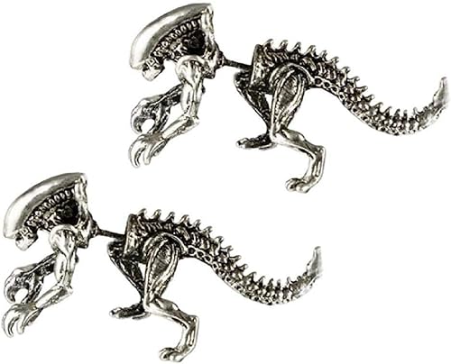 Alien vs Predator Movie Xenomorph - Aretes de metal en tono plateado, Esmalte