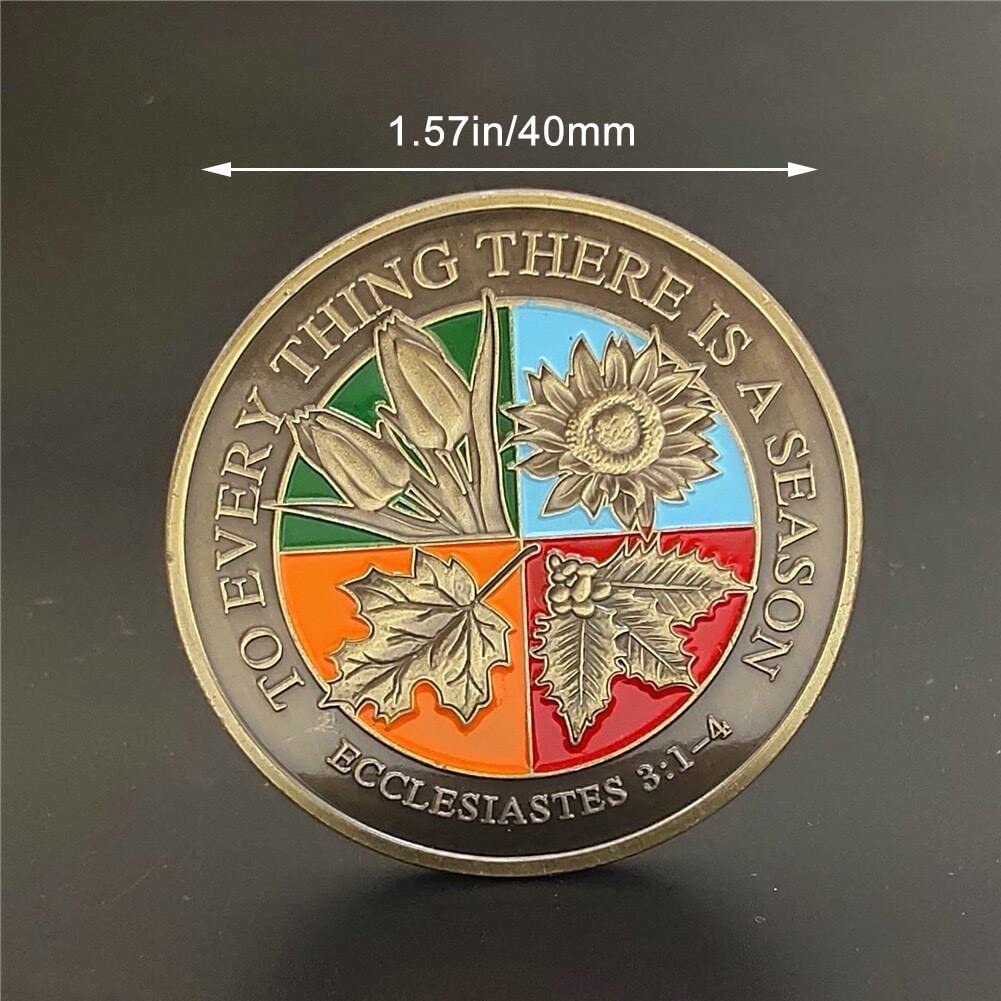Amazon.co.jp: 記念コイン 人生の意味 コレクション バッジ 4つの植物 すべての物事には季節がある 伝道の書 : ホビー