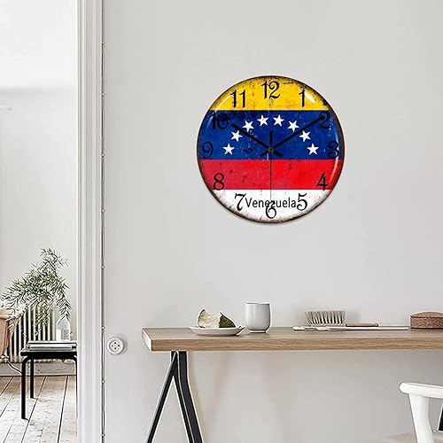 Miniatura 7 de Venezuela Falg - Reloj de pared de PVC Venezuela de 15 pulgadas, reloj rústico de granja, silencioso, funciona con pilas, decoración de pared