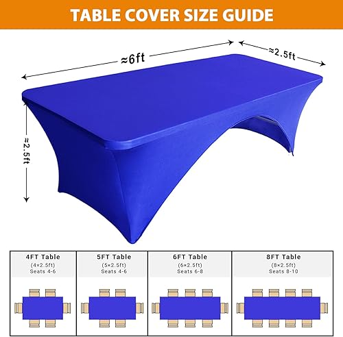 Miniatura 4 de Eurmax - Mantel ajustable de poliéster elástico con parte frontal cubierta y parte posterior descubierta, disponible en más de 30 colores