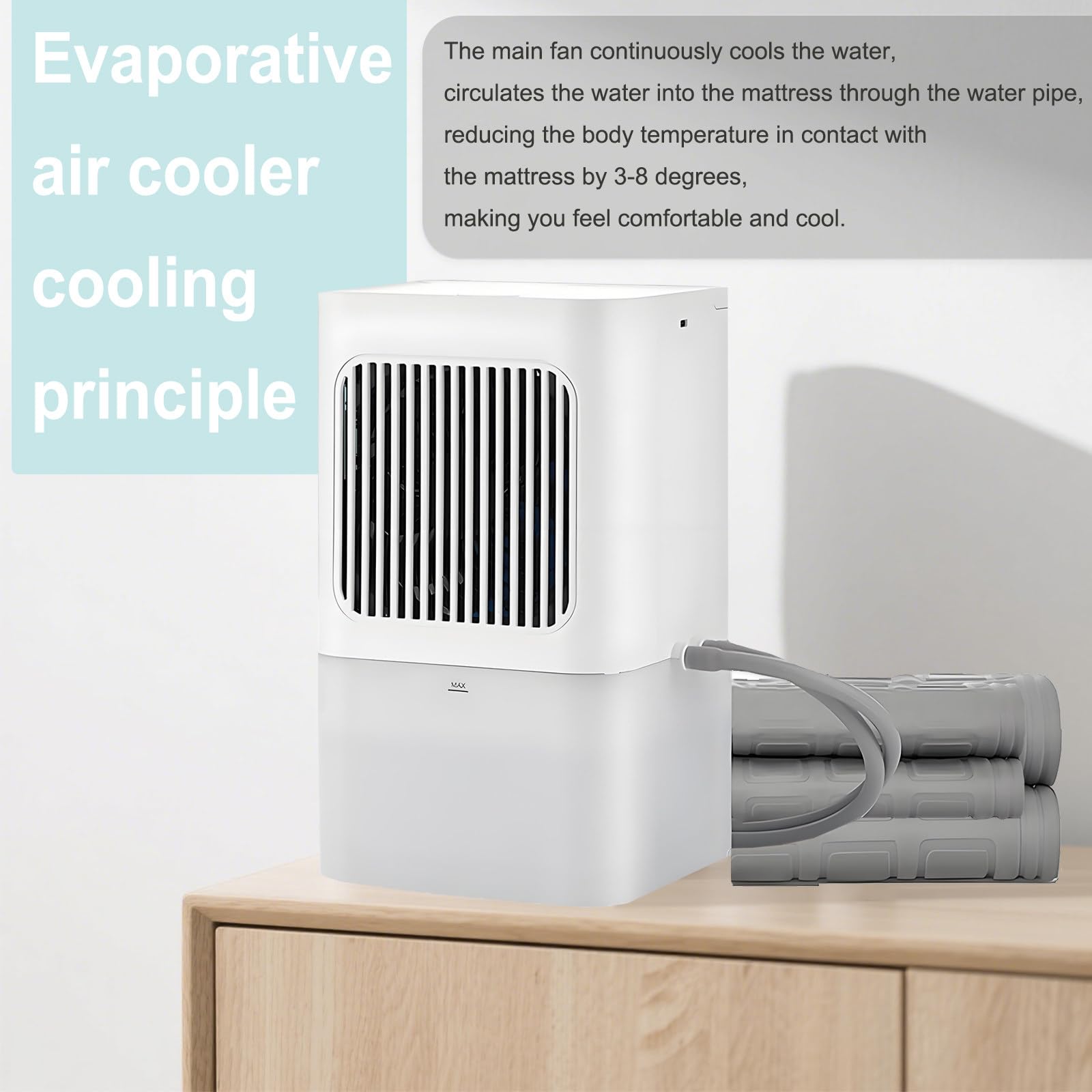 Sistemas de Sobrecolchón con Enfriador de Agua Eléctrico, Protector de Colchón Refrigerado por Agua con Control Remoto, Enfriamiento Ajustable en 3 Niveles Double
