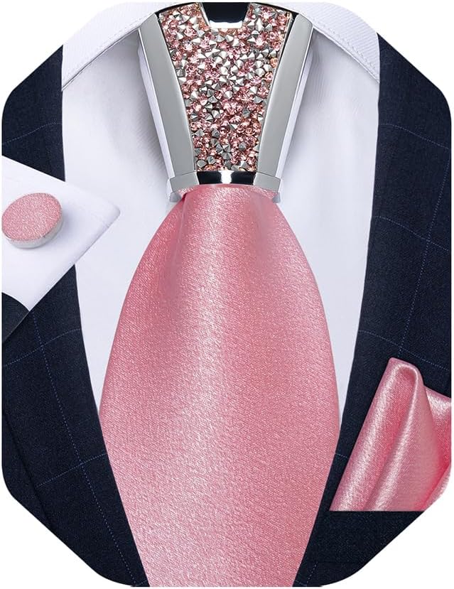 DiBanGu Mens Tie Set,Silk Solid Necktie and Shiny Tie Accessories Pocket Square Cufflinks Set With Gift Box for Wedding Party