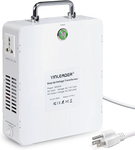 Yinleader Transformador elevador de 3000 W, convertidor de voltaje de 110-120 V a 220-240 V para electrodomésticos Euro China Corea 220V-240V con