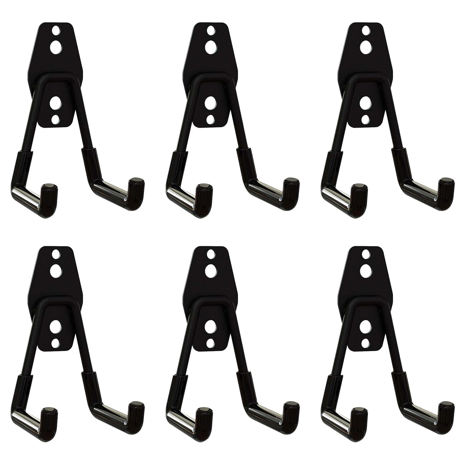 6-Pack Garage Storage Utility Hooks Steel Wall Mount Hooks for Hanging Power and Garden Tools Black