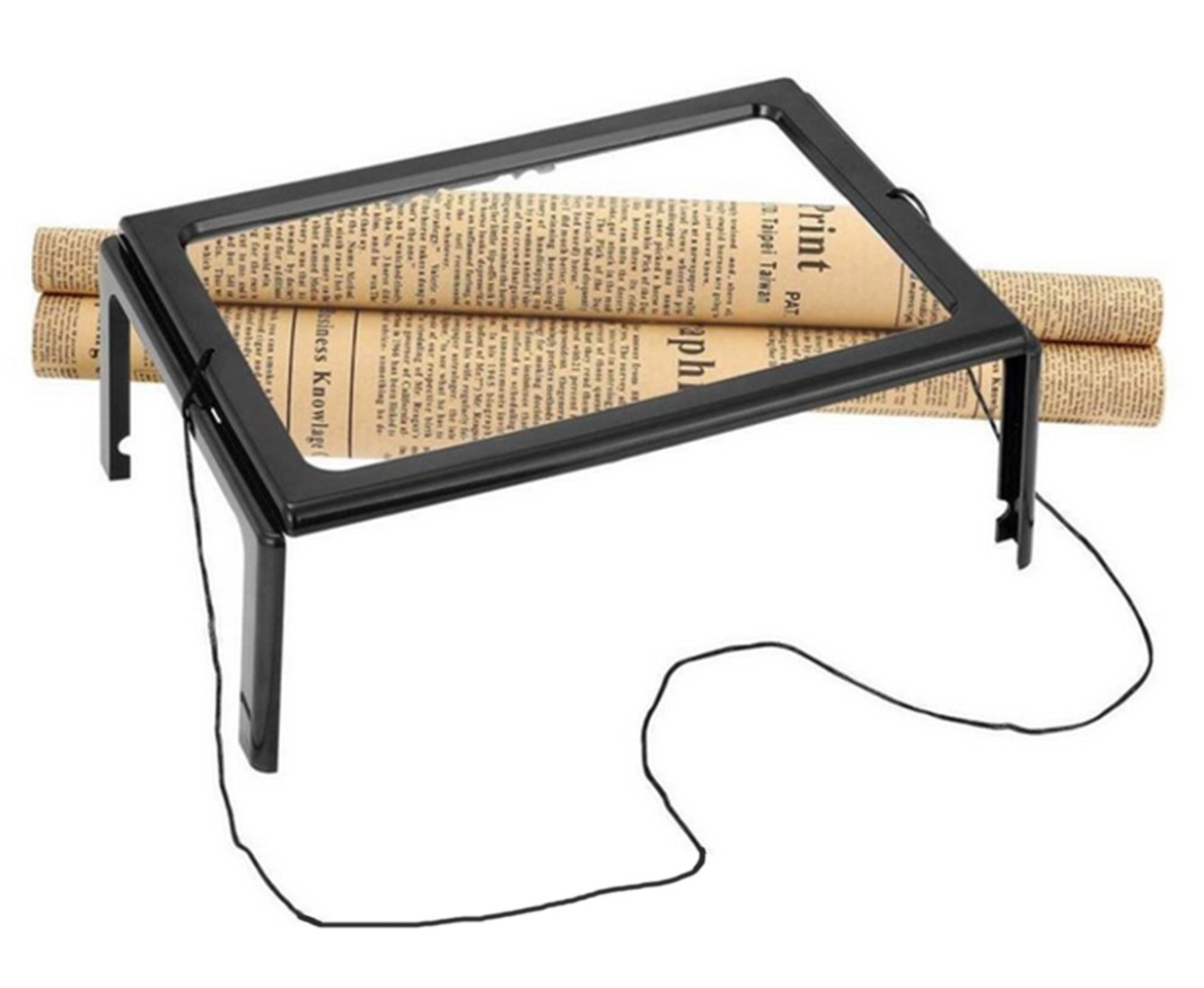 HAPTIME 3X Hands Free Full Page Reading Magnifier with 4 LED Lights, Magnifier with Foldable Legs Great for Making Jewelry and Reading Book