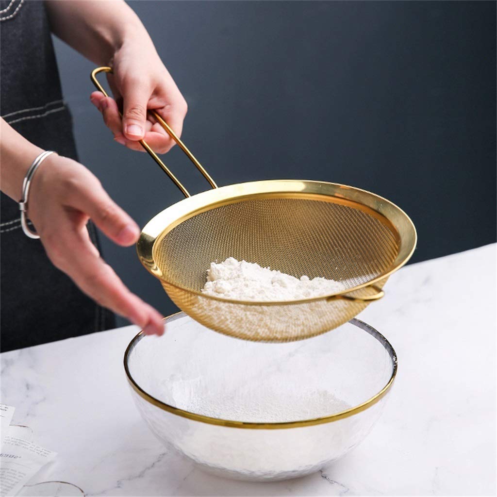 ZHANGXIAO Backwerkzeug, Rostfreier Stahl Küchensieb Zum Küche Puderzucker Kuchenmehl Ei (Farbe : Flour Sieve M)