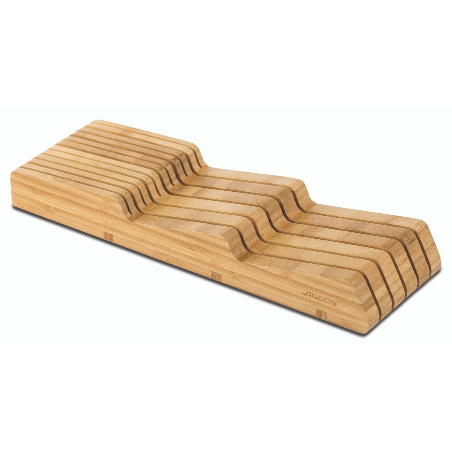 Arcos Taco Organizador de Cuchillos para Cajón, Bambú, Apto para Cajones de hasta 25 cm, Tamaño 39x432x139 mm, Almacenamiento Seguro y Elegante, Color Marrón