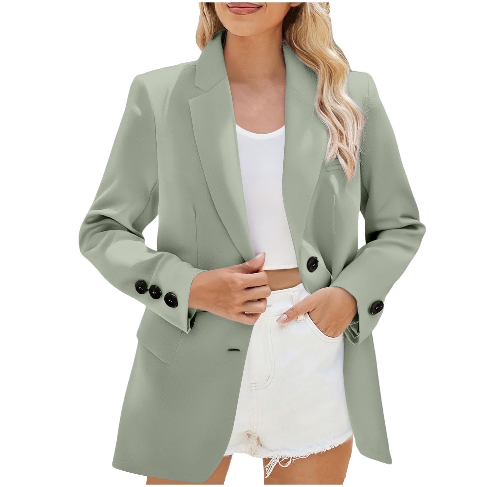 Womens Casual Blazer Open Front Business Suit Jacket Work Office Semi Formal Suit Blazer 2025 Long Sleeve Jackets