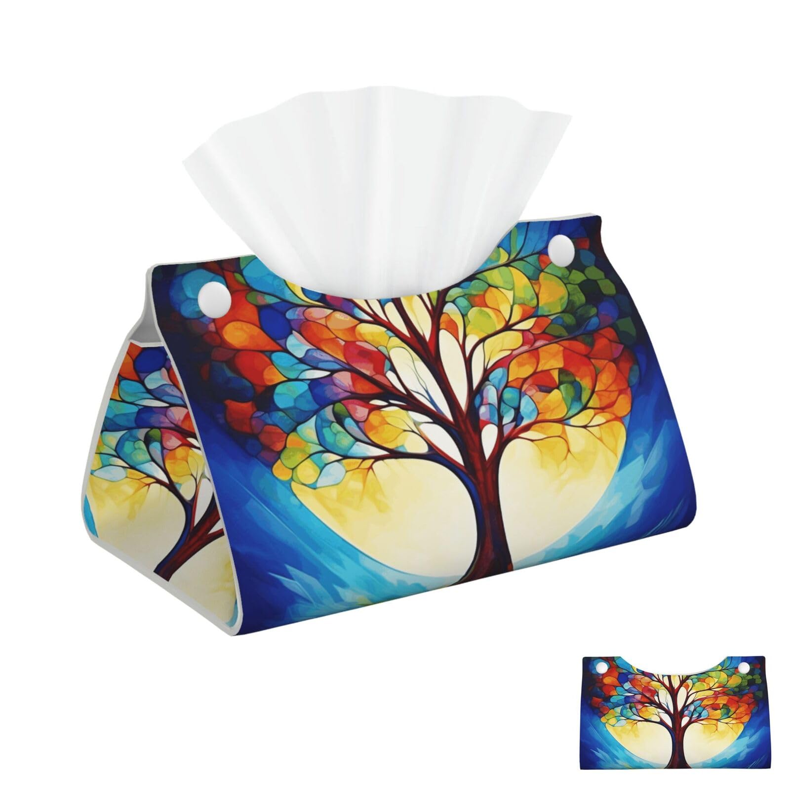 Colorful Tree of Life Tissue Box Cover Square Cube Boxes
